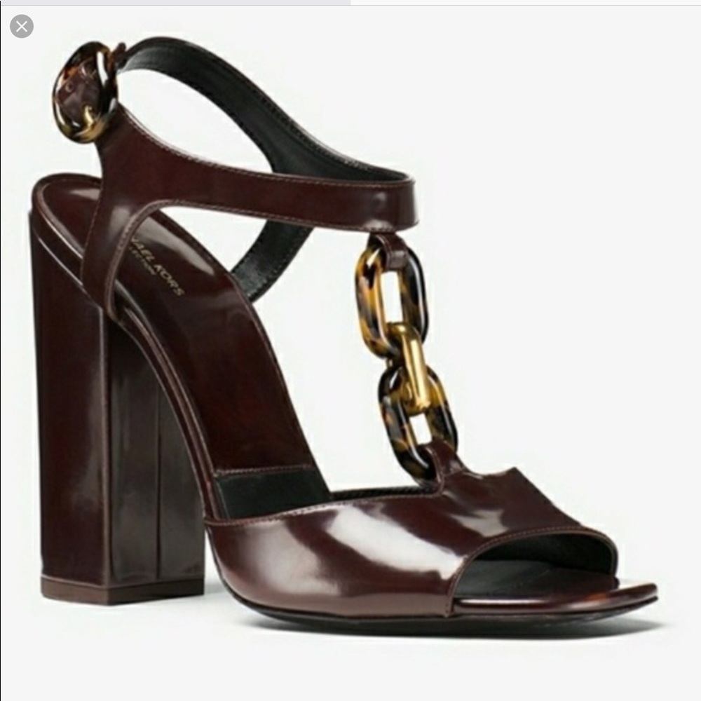 Michael Kors Collection brown tortoise sandals; 40